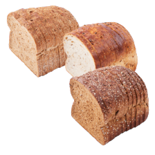 Bakkersbrood half 
wit meerzaden, volkoren meerzaden of volkoren dubbel donker meerzaden